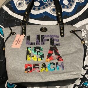 Juicy Couture Gray Tote with Colorful Print